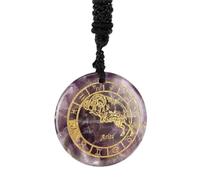 12 Constellation Tiger Eye Necklace Natural Crystal Stone Carve Pendant-Aries ()