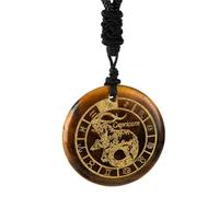 12 Constellation Tiger Eye Necklace Natural Crystal Stone Carve Pendant-Capricorn