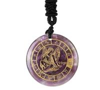 12 Constellation Tiger Eye Necklace Natural Crystal Stone Carve Pendant-Virgo ()