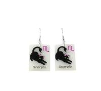 12 Constellation Zodiac Cat Earrings Luminous Black Cat Horoscope Astrology Earrings Glowing In The Dark Cute Kitten Birthday Jewelry Gift, Resin, No Gemstone