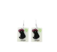 12 Constellation Zodiac Cat Earrings Luminous Black Cat Horoscope Astrology Earrings Glowing In The Dark Cute Kitten Birthday Jewelry Gift, Resin, No Gemstone