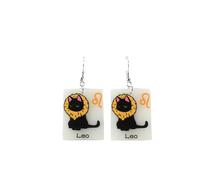 12 Constellation Zodiac Cat Earrings Luminous Black Cat Horoscope Astrology Earrings Glowing In The Dark Cute Kitten Birthday Jewelry Gift, Resin, No Gemstone