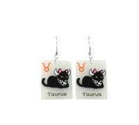 12 Constellation Zodiac Cat Earrings Luminous Black Cat Horoscope Astrology Earrings Glowing In The Dark Cute Kitten Birthday Jewelry Gift, Resin, No Gemstone