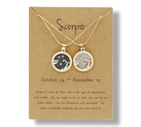 12 Constellation Zodiac Necklace Gold Round Disc Coin Pendant Necklaces Couple Friendship BFF Necklace Day and Night Yin Yang Balance Necklaces for Women Men Personality Astrology Jewelry Gift 2pcs