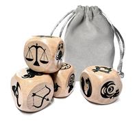 12 Constellations and 12 Chinese Zodiac Animals Dices, Astrology Wooden Dices Divination Accessories, Love Fortune Horoscope Lucky Dices, Game Dices for Party (4Pcs/Set, 25MM)