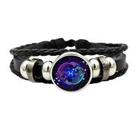 12 Constellations Astrology Bracelets Handmade Leather Wrap Unisex Bracelet