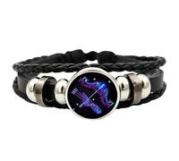 12 Constellations Astrology Bracelets Handmade Leather Wrap Unisex Bracelet