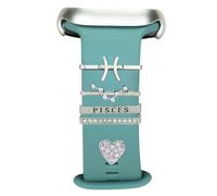 12 Constellations Women Decorative Watch Band Charms for Apple Watch 38mm 40mm 41mm 42mm 44mm 45mm 49mm,Love Heart Slide Ring Loops Jewelry Silicone Smartwatch Strap Accessories,Metal Charms Nails