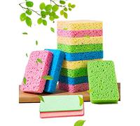 12-Count Kitchen Sponges- Compressed Cellulose Cleaning Sponges Non-Scratch Natural Sponge for Kitchen Bathroom Cars, Funny Cut-Outs DIY (Multi-rectangle)