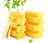 12-Count Kitchen Sponges- Compressed Cellulose Cleaning Sponges Non-Scratch Natural Sponge for Kitchen Bathroom Cars, Funny Cut-Outs DIY (Yellow)