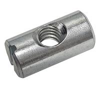 (12) Cross Dowels/Barrel Nuts - M6 P1.0 20mm X 10mm Zinc Center Hole CNC