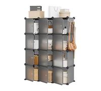 12-Cube Modular Storage Organiser Unit with Doors | Stackable Shelving System | Versatile ABS & Plastic Cube Shelves for Wardrobe, Living Room & Bedroom