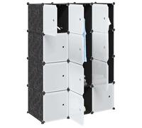 12 Cube Shelving System with Polypropylene Hanging Rods, 109.5 x 46.5 x 143 cm, Versatile Organiser System for Clothes Storage, Wardrobe, Shoe Rack and Hallway
