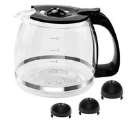 12 Cup Coffee Machine Glass Carafe Replacement for Mr. Coffee - With Heads Three Different Heights, Universal Carafe Coffee Maker Pot Accessory Easy Pour Spout and Comfortable Grip Handle,Black