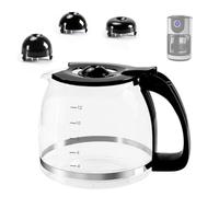 12-Cup Glass Carafe Replacement Pot for Mr Coffee, Black & Decker, Hamilton Beach, KitchenAid, Universal Coffee Maker Carafe Pot 12 Cup- 1.8L Coffee Pot with Handle & 3 Snap-On Caps in Different Sizes