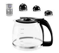 12-Cup Glass Carafe Replacement Pot for Mr Coffee, Black & Decker, Hamilton Beach, KitchenAid, Universal Coffee Maker Carafe Pot 12 Cup- 1.8L Coffee Pot with Handle & 3 Snap-On Caps in Different Sizes