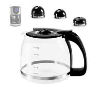 12-Cup Glass Universal Carafe Replacement Pot for Mr Coffee, Hamilton Beach, Krups, Proctor Silex, Coffee Maker Carafe Pot 12 Cup- 1.8L Coffee Maker Pot with Handle & 3 Snap-On Caps in Different Sizes