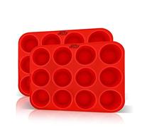 12 Cup Silicone Muffin Trays(2 Pack), Yorkshire Pudding Tray, Silicone Cake Moulds for Baking, Non Stick Muffin Tin, Baking Mould for Muffins, Cupcakes, Silicone Bakeware Tray