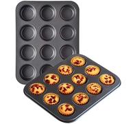 12 Cupcake Tray Non Stick Deep Trays Large Muffins Baking Tin Cupcakes Mould Cup Shallow Home Baking Cake Pan For Egg Tarts Mince Pies Appetisers Cakes And Small Puddings Carbon Steel (1 Pc)