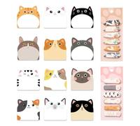 12 Cute Cat Note Books, 360 Cat Index Stickers, Message Note Convenience Paper, Diary Mark Classification Stickers.