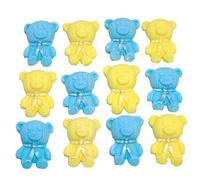 12 Cute Edible Teddy Decorations Cupcakes and Cakes Toppers (6 Blue 6 Yellow)