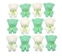 12 Cute Edible Teddy Decorations Cupcakes and Cakes Toppers (6 Green 6 White)