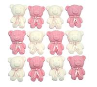 12 Cute Edible Teddy Decorations Cupcakes and Cakes Toppers (6 Pink 6 White)