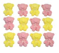 12 Cute Edible Teddy Decorations Cupcakes and Cakes Toppers (6 Pink 6 Yellow)