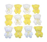 12 Cute Edible Teddy Decorations Cupcakes and Cakes Toppers (6 Yellow 6 White)