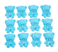 12 Cute Edible Teddy Decorations Cupcakes and Cakes Toppers (Blue)