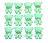 12 Cute Edible Teddy Decorations Cupcakes and Cakes Toppers (Green)