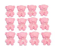 12 Cute Edible Teddy Decorations Cupcakes and Cakes Toppers (Pink)
