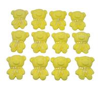 12 Cute Edible Teddy Decorations Cupcakes and Cakes Toppers (Yellow)
