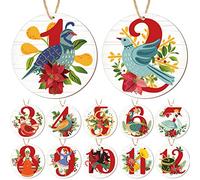 12 Days of Christmas Ornaments Vintage Wooden Christmas Tree Ornaments Christmas Classic Song Hanging Decorations for Holiday Party Decoration Rustic