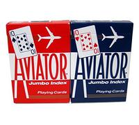 12 Decks Aviator Cards Red/Blue - Poker Size, Jumbo Index