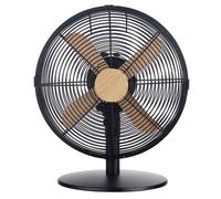 12" Desk Fan Electric Cooling with Scandinavian Wood Effect Russell Hobbs Black One Size