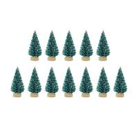 12 Desktop Miniature Pine Tree With Wood Base, Tiny Christmas Sisal Snow Trees For Crafts Table Decoration Christmas Village Accessory Winter Snow Ornaments