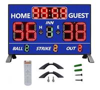 12 Digit LED Electronic Baseball Scoreboard, Portable Scoreboard with Remote Control, 150ft Visual Range, 5 Adjustable Brightness Levels, Digital Score Keeper for Games