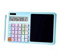 12-Digit Solar Calculator with LCD Writing Board | Large Display Reusable Note Pad for Office Work Study Business Travel | Portable ABS Arithmetic Tool(Blue)