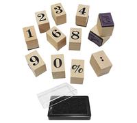 12 Digital Stamps and 1 Ink Pad, Wooden Stamps, DIY Diary Materials, Card Decoration Stamps