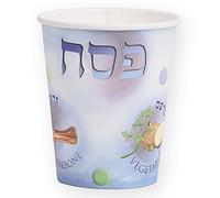 12 Disposable Paper Cups for Passover by Cazenove, Text in Hebrew and English