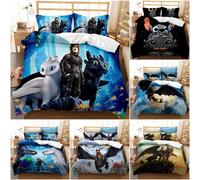 (12, Double 200cm×200cm) How To Train Your Dragon Bedding Set Quilt Duvet Cover Single Double King UK#@