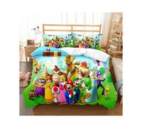 (12, Double-200x200cm) Super Mario Bedding Kids Single Double 3D Duvet Cover Set