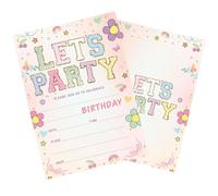 12 Double Sided Party Invitations with 12 Envelopes - Modern Design Birthday Invitation Cards for Kids, Girls - Colorful Celebration Invites Set