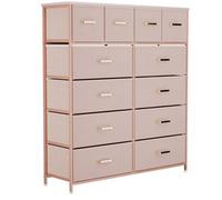 12 Drawer Pink Tall Chests Of Drawers Storage Cabinet Bedroom Organiser