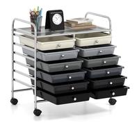 12 Drawer Rolling Storage Cart - Mobile Craft with Metal Frame, High Capacity Smooth Drawers - Ideal for Classroom, Office & Crafting Needs