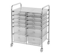 12 Drawer Rolling Storage Cart - Utility Trolley nizer for Craft, Office, School & Salon Supplies - Versatile Black/White Design for Makeup & Art Storage