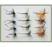 12 Dry Trout Flies- Hawthorn, Whickhams Fancy & Dark Olive, Choice (12/14)
