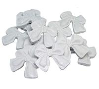 12 Edible Bows Cupcake Decorations Cake Toppers (Silver)