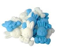12 Edible Easter Rabbit Cake Cupcake Decorations (6 Blue 6 White)